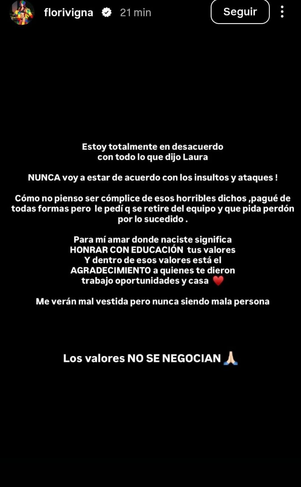 Comunicado de Flor Vigna sobre el despido de Lau Styling