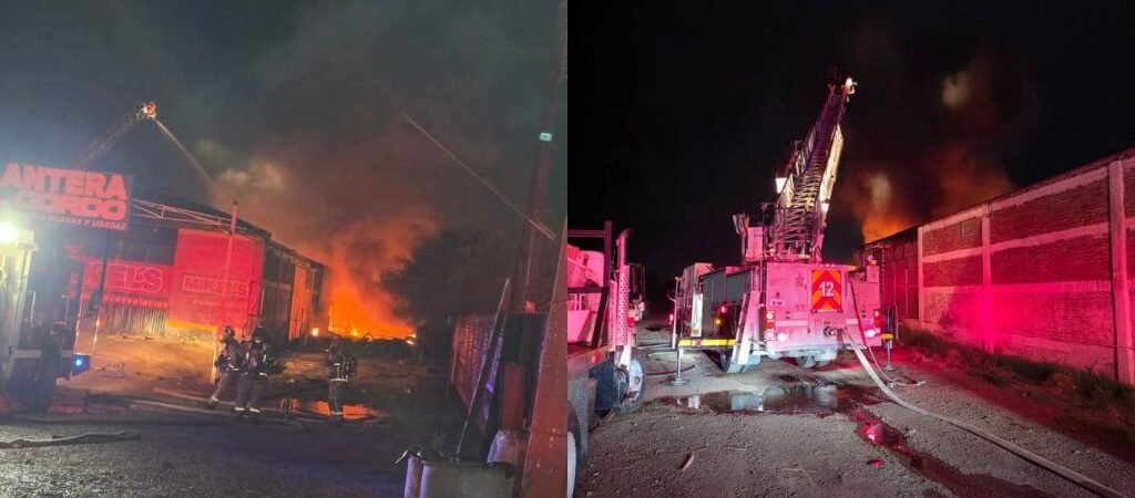 Incendio consume llantera en Ciudad Obregón; bomberos controlan las llamas tras más de una hora de labores