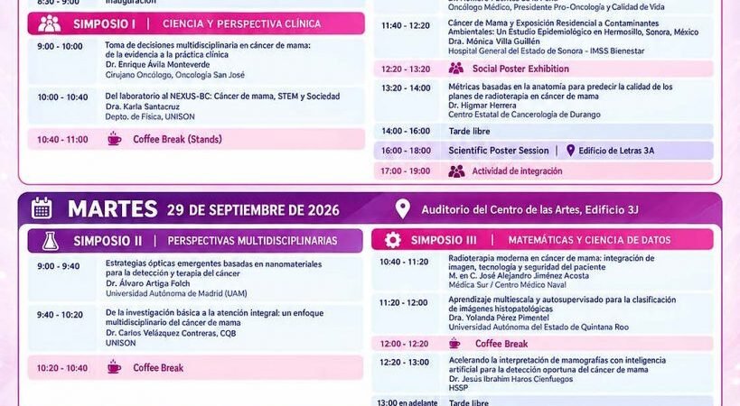 Para abordar cáncer de mama en Sonora desde enfoques científicos, invitan a congreso internacional en Unison Hermosillo Para abordar cáncer de mama en Sonora desde enfoques científicos, invitan a congreso internacional en Unison Hermosillo