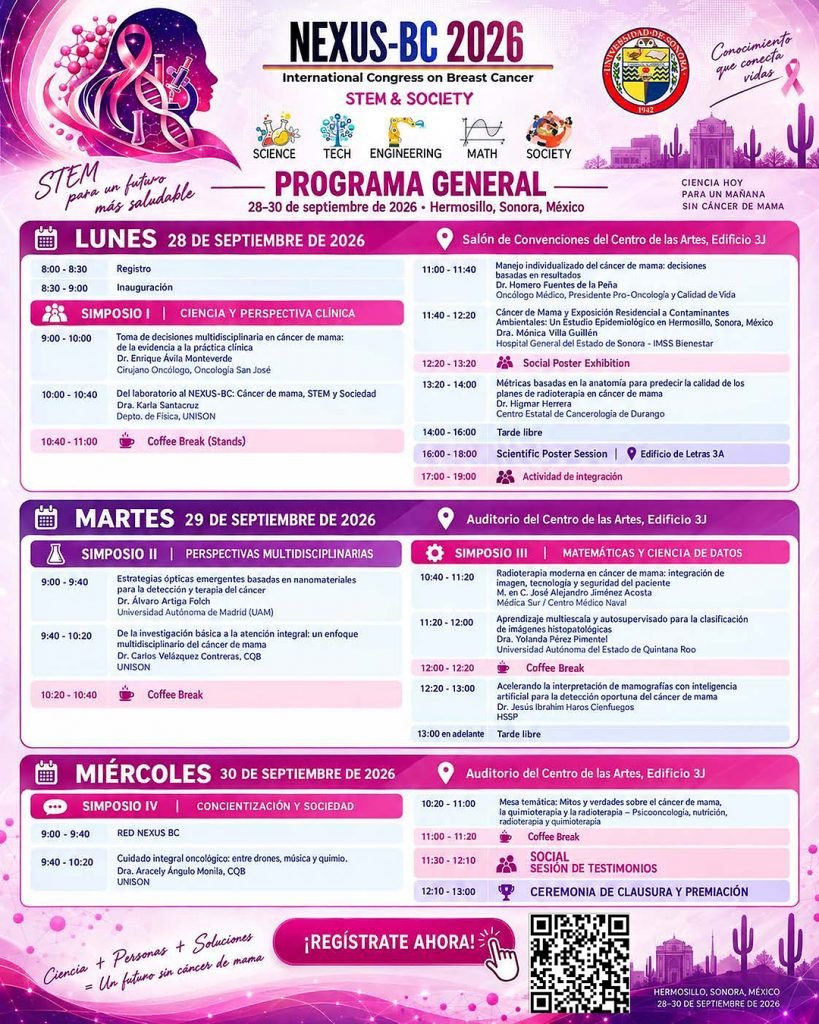 Para abordar cáncer de mama en Sonora desde enfoques científicos, invitan a congreso internacional en Unison Hermosillo Para abordar cáncer de mama en Sonora desde enfoques científicos, invitan a congreso internacional en Unison Hermosillo