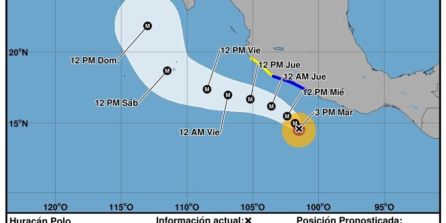 Huracán Polo se mantiene como categoría 5 y permanece casi estacionario frente a Guerrero Huracán Polo se mantiene como categoría 5 y permanece casi estacionario frente a Guerrero