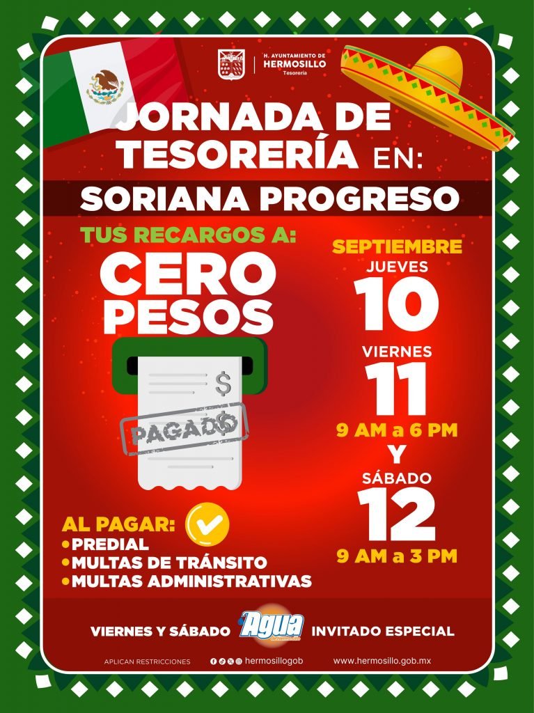 Predial y multas sin recargos: Ayuntamiento anuncia jornada a “cero pesos” en Hermosillo Predial y multas sin recargos: Ayuntamiento anuncia jornada a “cero pesos” en Hermosillo