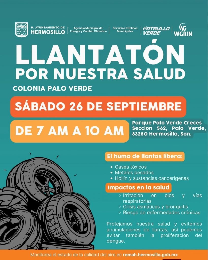 “Llantatón por nuestra Salud” llega a colonia Palo Verde en Hermosillo: así puedes participar “Llantatón por nuestra Salud” llega a colonia Palo Verde en Hermosillo: así puedes participar