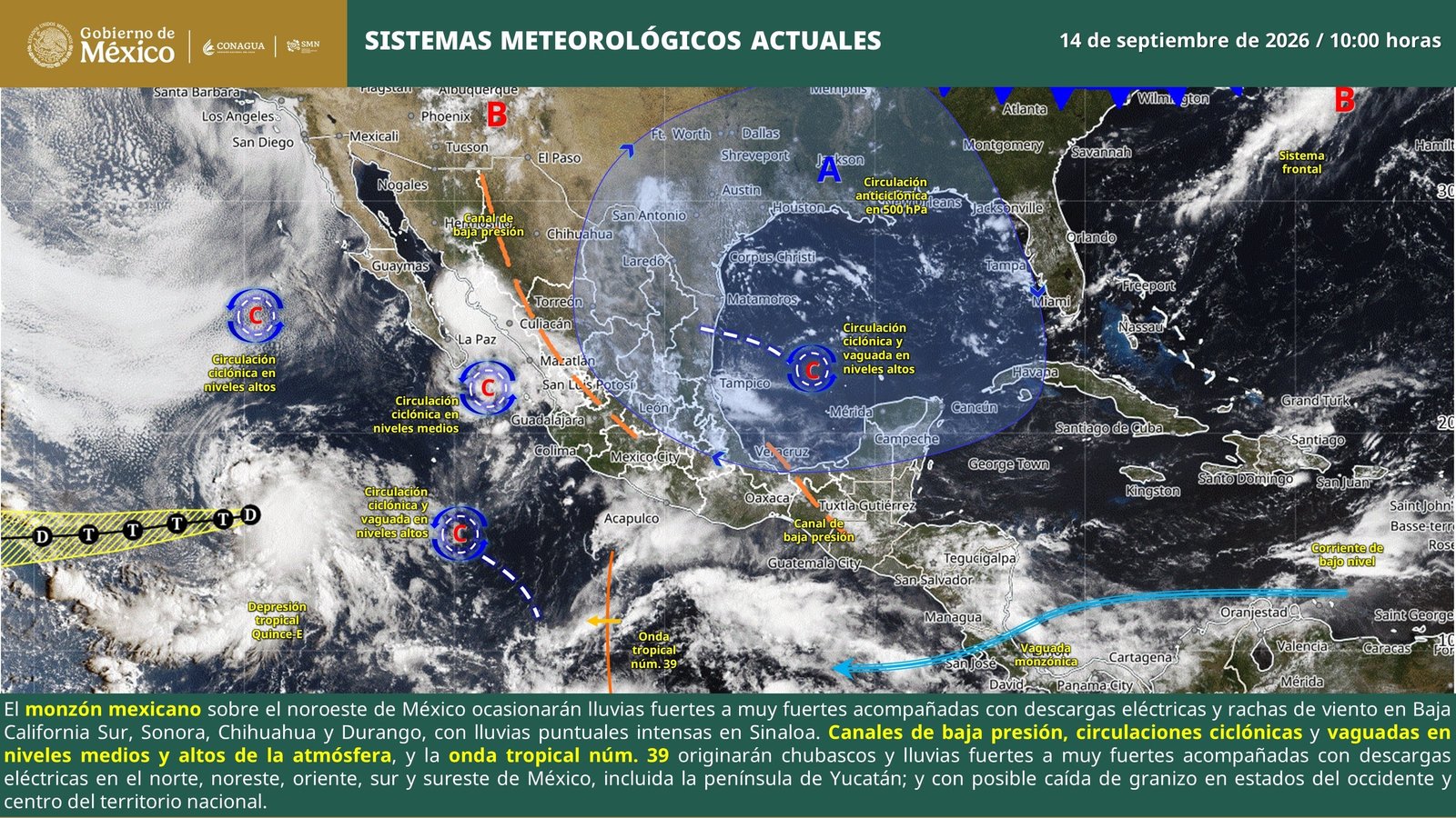 16 de septiembre caluroso para la Península de Yucatán: Máxima de 38°C en Mérida 16 de septiembre caluroso para la Península de Yucatán: Máxima de 38°C en Mérida