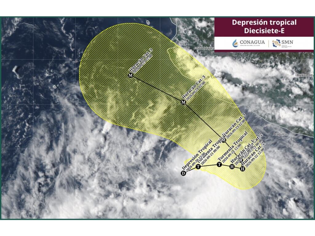 Depresión tropical ‘Diecisiete-E’ evolucionará a huracán categoría 3: ¿Qué estados serán afectados? Depresión tropical ‘Diecisiete-E’ evolucionará a huracán categoría 3: ¿Qué estados serán afectados?