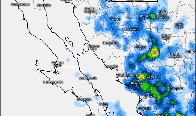 Tormentas ganan fuerza en Sonora: prevén lluvias fuertes, rayos y vientos en varias regiones