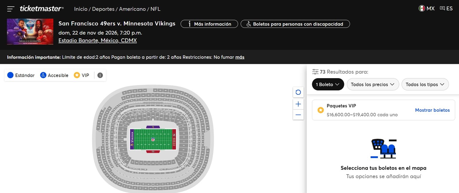 Así va la preventa de la NFL 2026 en el Estadio Banorte: Página y cómo comprar boletos para 49ers vs. Vikings Así va la preventa de la NFL 2026 en el Estadio Banorte: Página y cómo comprar boletos para 49ers vs. Vikings